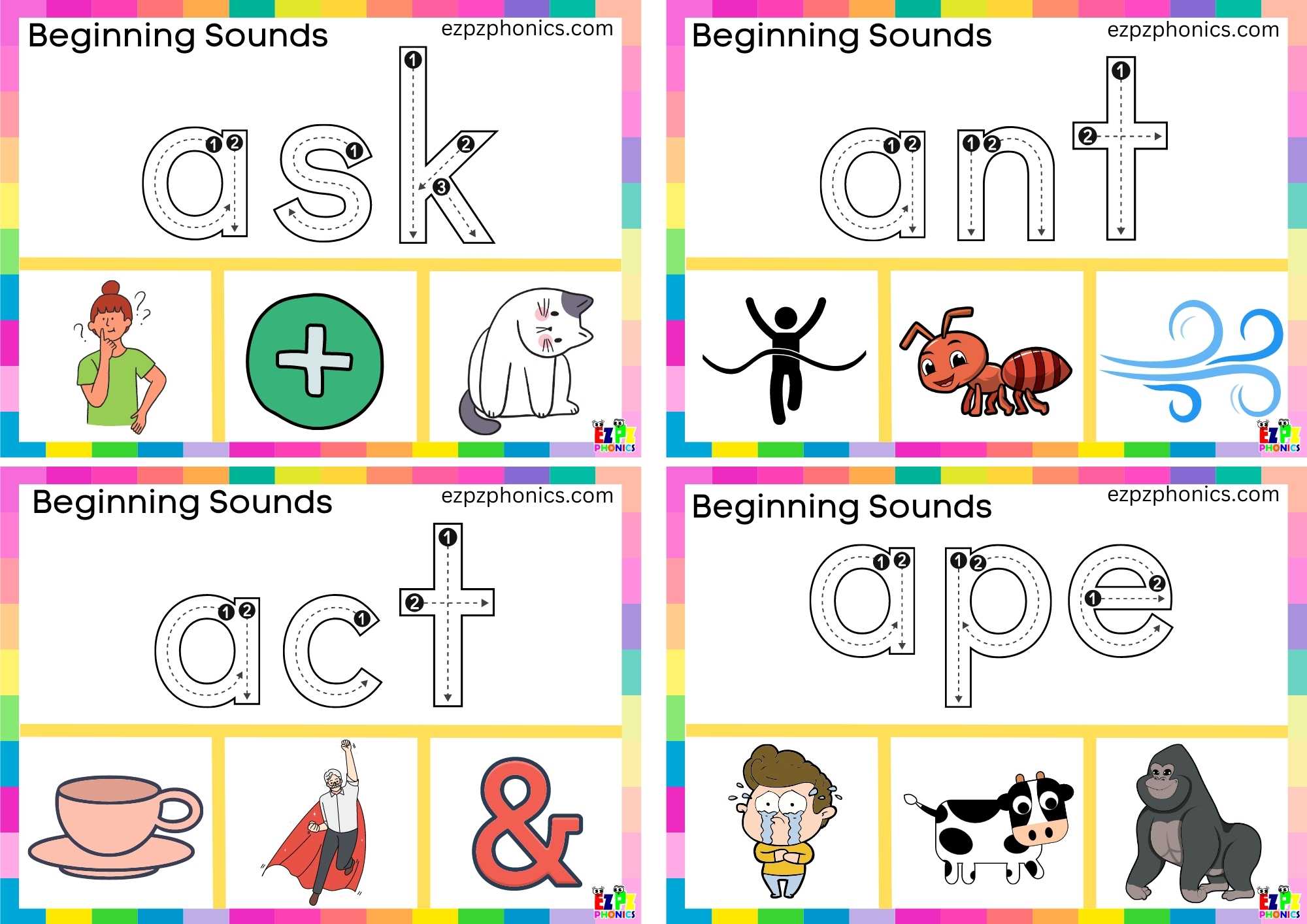 Letter A Trace The Word And Clip The Correct Image Card 2 Ezpzphonics Letter a trace the word and clip the correct image card 2 ezpzphonics